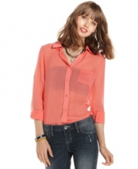 Slip into this sheer chiffon top from American Rag for an easy way to rock adorable, trend-right style.