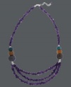 Destination...paradise! Avalonia Road's pretty Brasilian-inspired necklace features amethyst chips (58 ct. t.w.) and multicolored fire agate beads (38 ct. t.w.). Clasp crafted in sterling silver Approximate length: 18-1/2 inches + 3-inch extender. Approximate drop: 1-1/8 inches.