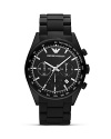 Equal parts sporty and sleek, this matte black watch from Emporio Armani encapsulates easy accessorizing. With a sturdy bracelet band and advanced chronograph movement, it's a timely investment.
