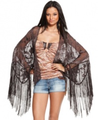 Urban style gets a boho boost with this super-fringed bed jacket from Baby Phat!