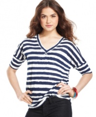 Tommy Girl paints a relaxed fit top in imperfect stripes -- and creates the perfect style for super chill days!