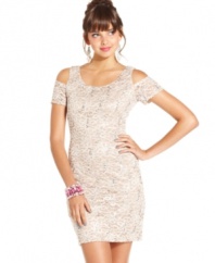 Cut-outs at the shoulder take this fitted lace B Darlin dress from sweet to smoldering!