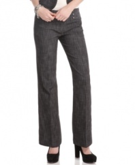 Add sophisticated style to your repertoire of looks with these wide leg denim pants from BCX!