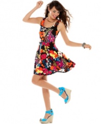 Wear your style like pop art! American Rag marries a girlish, a-line silhouette with a bold, can't-miss print on a super colorful frock that puts the fun in fashion!