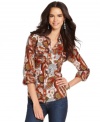 Channel the retro '70s with this floral & paisley printed Lucky Brand Jeans blouse -- perfect over dark-wash denim!