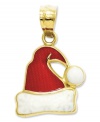 Top off your Christmas look. This spirited Santa Hat features a red and white enamel design in 14k gold. Chain not included. Approximate length: 7/10 inch. Approximate width: 2/5 inch.