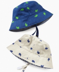 Big fish in the sea. He'll command attention in one of these cute bucket hats from First Impressions.