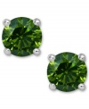 Add a lively touch of springtime green, in one small drop. These sparkling stud earrings feature round-cut green diamonds (1/2 ct. t.w.) in a four-prong setting of 14k white gold. Approximate diameter: 1/5 inch.