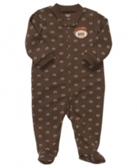 Whether it's nap time or play time, your little guy will be comfy and cozy in this coverall from Carters.