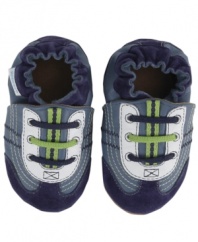 Off and running. Get him ready for the race of life with these comfy Robeez shoes designed for easy movement, grip and muscle development.