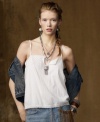 Delicate pintucks and pops of lace transform Denim & Supply Ralph Lauren's airy cotton camisole into a charming essential -- add eclectic accessories or a rugged military jacket to toughen up its sweetness.