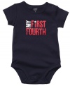 Salute! He'll have a style-statement that makes a bang in this bodysuit from Carter's.