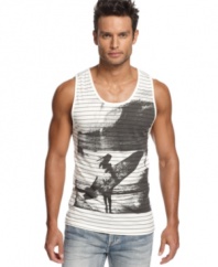 Get inspired with surf style wearing this Soul Surfer graphic tank from Marc Ecko Cut & Sew.