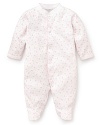 Pink hearts and stars create a sweet constellation on this soft Pima cotton Kissy Kissy footie.