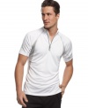 Highlight your sporty style with this mock neck zip shirt from INC International Concepts.