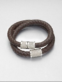 Supple plaited leather in a wrapped style with sparkling stone accents. Glass stonesLeatherSteelLength, about 15.5Magnetic closureImported 