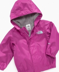 Wash your worries away. Keep her warm and dry in this The North Face hooded, waterproof rain jacket with mesh interior for breathability to keep her comfortable.