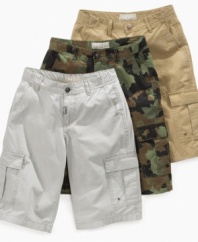 Load up. He'll have no problem finding a spot to carry all his stuff in a pair of these cargo shorts from LRG.