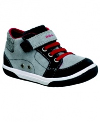 Keep his toes comfy in these cozy sneakers from Stride Rite, light enough for play time but durable enough to protect his feet.