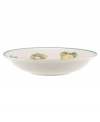 The French Garden Fleurence pasta bowl from this Villeroy & Boch collection of dinnerware and dishes features a summer fruit pattern on a pale yellow background to bring a touch of sunshine to your table.