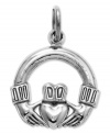 A touch of Celtic inspiration. This symbolic Claddagh charm is crafted in polished 14k white gold with a pretty cut-out design. Chain not included. Approximate length: 4/5 inch. Approximate width: 1/2 inch.