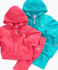 Keep her comfortable when you're on the run in this adorable hoodie and pant set from Baby Phat.