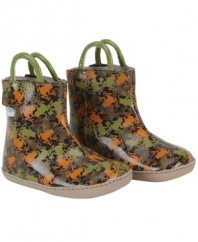 Let it rain! He'll be ready to hop through the puddles with ease in these fun frog rain boots from Robeez.