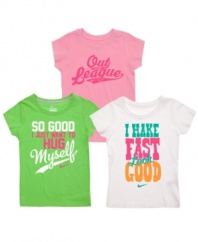 Express yourself. Let her know that it's okay to speak her mind with one of these fun graphic tees from Nike.