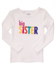 Big sister pride to the front. She can look cute while shouting out her little sis in this long-sleeve tee from Carter's.