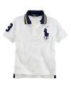 Essential cotton mesh polo is finished with an embroidered Big Pony and a twill 3 for preppy in-the-game style.