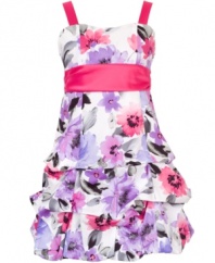This dainty floral pickup dress from Rare Editions gives her a fresh style that puts her in amongst the flowers.