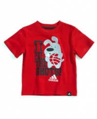 Take the lead! There will be no question who's in charge on home court when he's wearing this tee shirt from adidas.