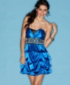 Black and blue strike a sophisticated color balance in this rhinestone-embellished dress from Trixxi!