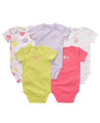 She'll be in full bloom with these bright colors in this five pack from Carters.
