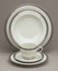 Throughout the world, the name Mikasa is synonymous with unparalleled taste and quality in fine tableware, giftware, and collectibles. The classically simple Palatial Platinum dinnerware pattern is formal and traditional in translucent ivory china lavishly banded in polished platinum. (Clearance)