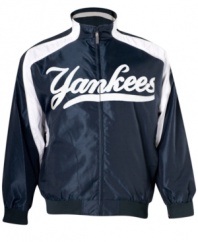 Stay comfortable as you root for your favorite team at the old ball game in this big and tall MLB New York Yankees jacket from Majestic Apparel.