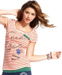 Yes, you do need another tee -- especially when it's as cute as this one! You make me smile is scribbled across endless stripes, while a little attached bow adds girly spirit to Tommy Girl's casual top.