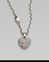 Be brilliant in this dazzling crystal encrusted heart pendant on a logo accented link chain. Palladium platedCrystalsLength, about 14Pendant size, about ½Spring ring closureMade in Italy