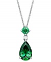 Treat yourself to something shimmery. Arabella's stunning teardrop-shaped pendant stuns in pear-cut green and round-cut white Swarovski zirconias (8-9/10 ct. t.w.). Set in sterling silver. Approximate length: 18 inches. Approximate drop: 1 inch.