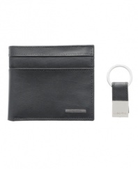Add this wallet and key fob from Calvin Klein to complete your sleek urban look.