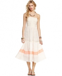 Neon embroidery adds a stylish splash of color to this otherwise sweet Free People dress -- perfect for a pretty boho look!