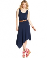 Wishes Wishes Wishes pairs on-trend asymmetrical hem design with a casual-cool silhouette on an easygoing, belted day dress that goes the style distance!