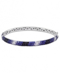 Sparkle has never looked so sophisticated. EFFY Collection's stunning bangle features a gradation of round-cut sapphires (4-1/3 ct. t.w.) in sterling silver. Approximate diameter: 3-1/2 inches.