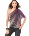 Rhinestones, ombre, chiffon – oh my! Rampage's one-shouldered top is a show-stopper.