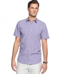 Check it out - a classic pattern on a short-sleeved shirt from Calvin Klein? Easy-to-wear perfect summer style.