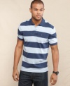 Case of the blues? Freshen up your polo look with this indigo striped shirt from Tommy Hilfiger.