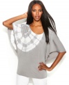Rhinestones sparkle on cool tie dye - INC's tunic is a perfect day-to-night piece!