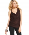 A single, beaded shoulder strap acts as a pretty accent to this draped top from Jessica Simpson -- the perfect night out pick!