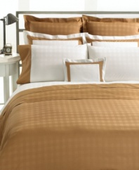 A solid 4 sateen cuff adds bold contrast to this Lauren Ralph Lauren flat sheet, featuring the Glen Plaid tone-on-tone jacquard pattern in white woven cotton. Also features a smooth 330 thread count. (Clearance)
