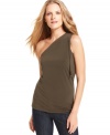 A one-shoulder shape lends a modern appeal to this MICHAEL Michael Kors tank -- a stylish summer staple!